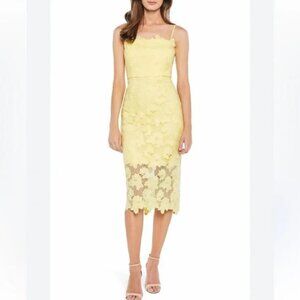 Bardot Lina Lace Sheath Dress Sleeveless Yellow Size 6 Small S EUC